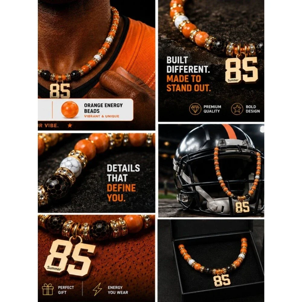 Personalized Football Necklace | Custom Jersey Number Pendant | Athlete Gift